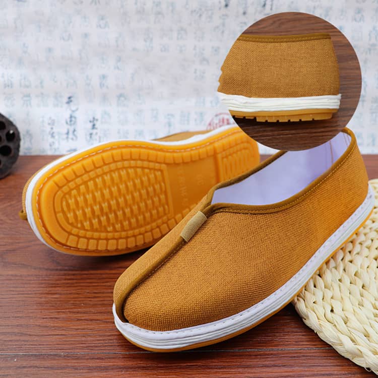 Yellow Shaolin Monk Shoes with Cotton&Linen Vamp and Rubber Sole