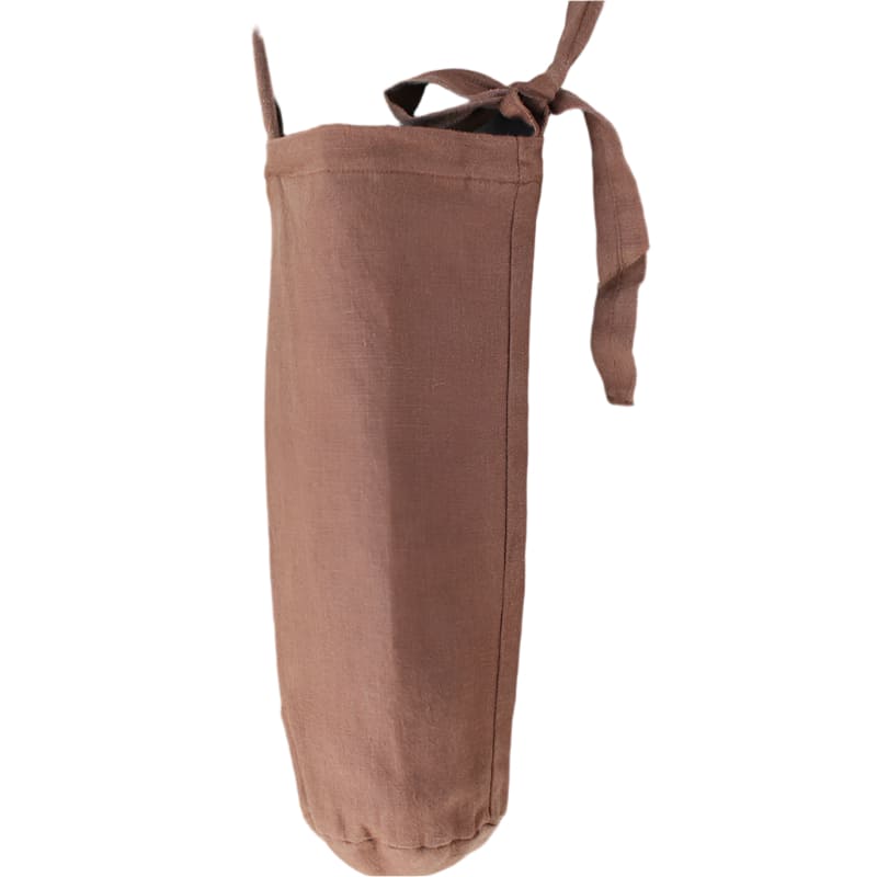 Coffee Linen Barrel Sling Bag
