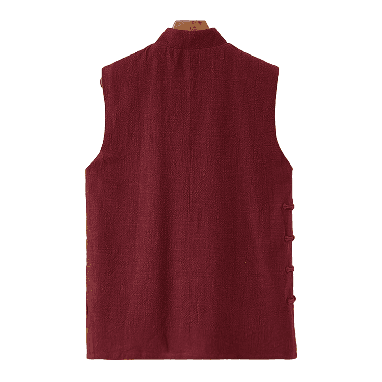 Back of Wine Red Changshan Waistcoat