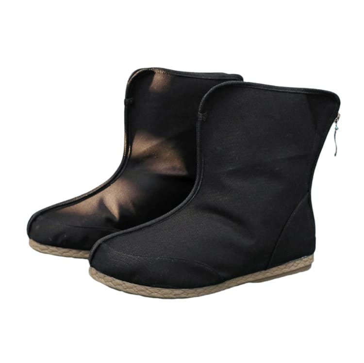 Black Cloth Boots with Rubber Soles