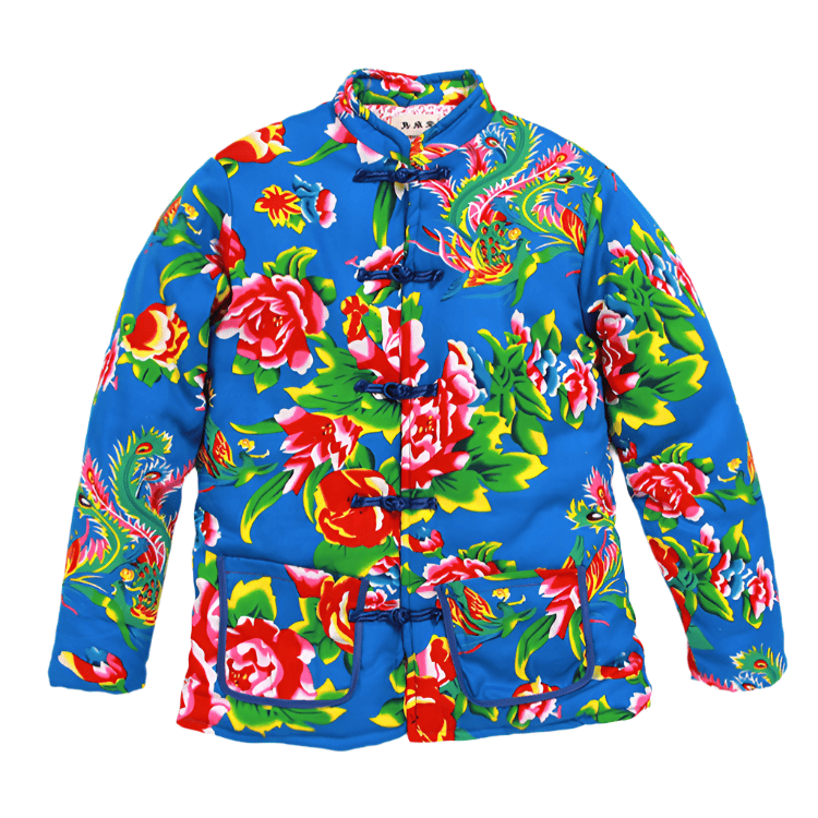Blue Padded Dongbei Flower Jacket