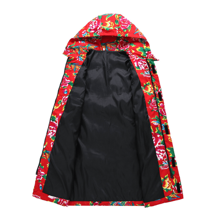 Inside of Red Padded Dongbei Flower Overcoat