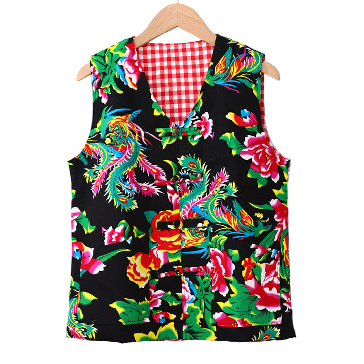 Black Dongbei Flower Tang Vest