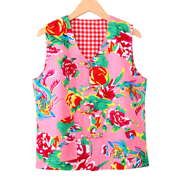 Pink Dongbei Flower Tang Vest