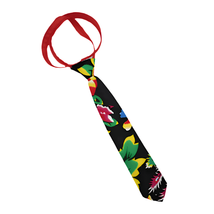 Black Dongbei Flower Zipper Tie