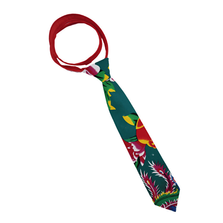 Green Dongbei Flower Zipper Tie