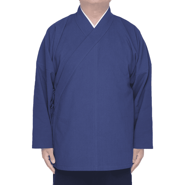 Navy Blue Solid Hanfu Jacket