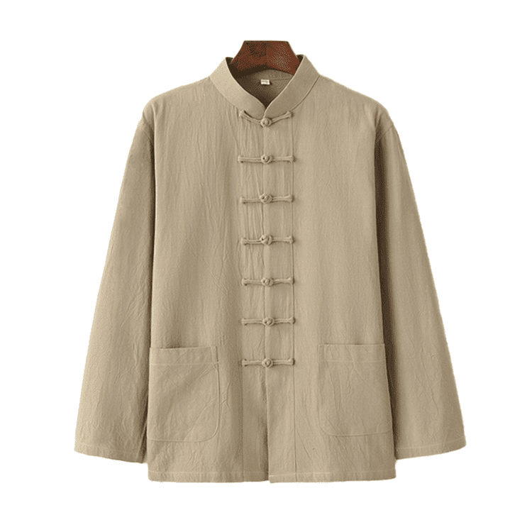 Beige Tang Shirt with 7 Buttons
