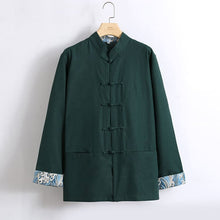 Load image into Gallery viewer, Dark Green Modern and Retro Tang Suit Jacket with Waves Pattern
