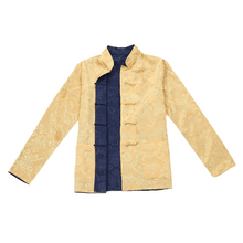 Load image into Gallery viewer, Gold and Blue Tangzhuang Jacket for Chinese New Year
