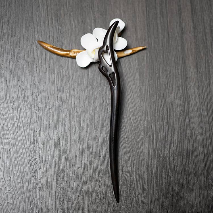 18cm Black Sandalwood Chinese Hairpin Zan