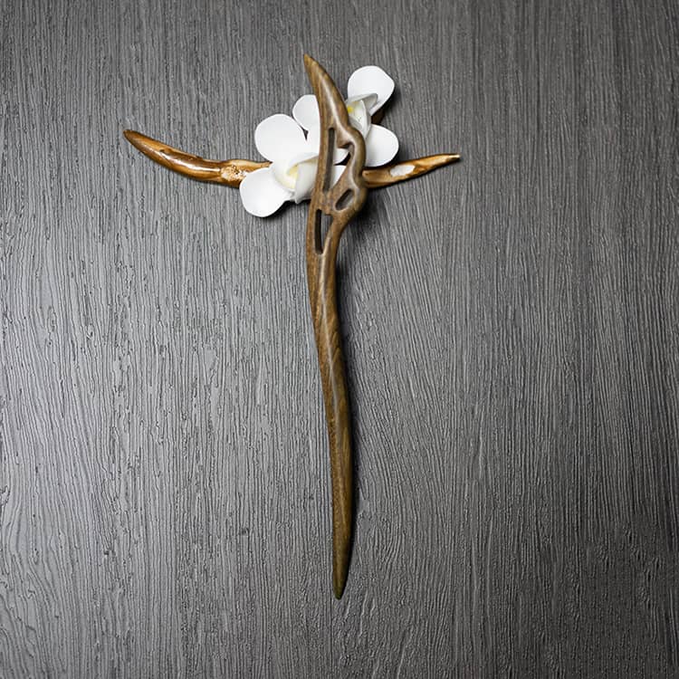 18cm Green Sandalwood Chinese Hairpin Zan