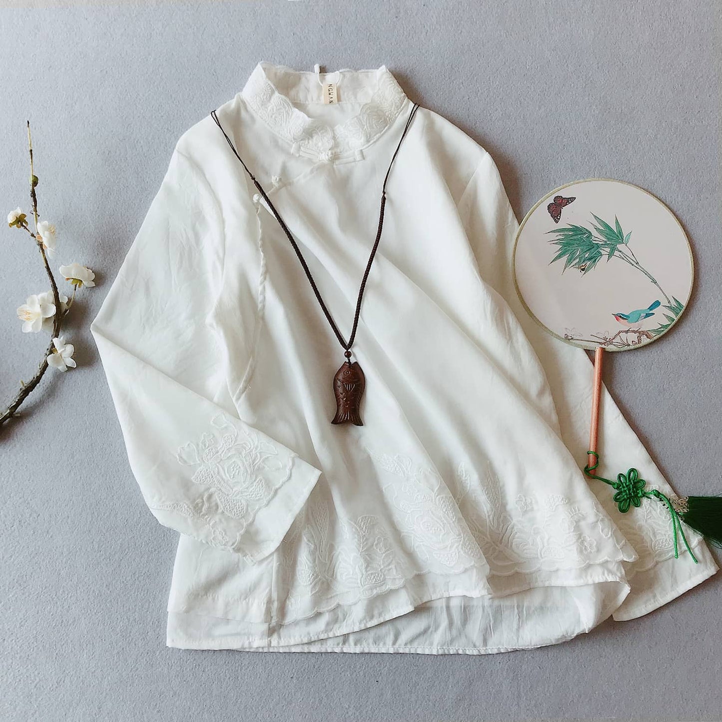 White double layers qipao/cheongsam blouse
