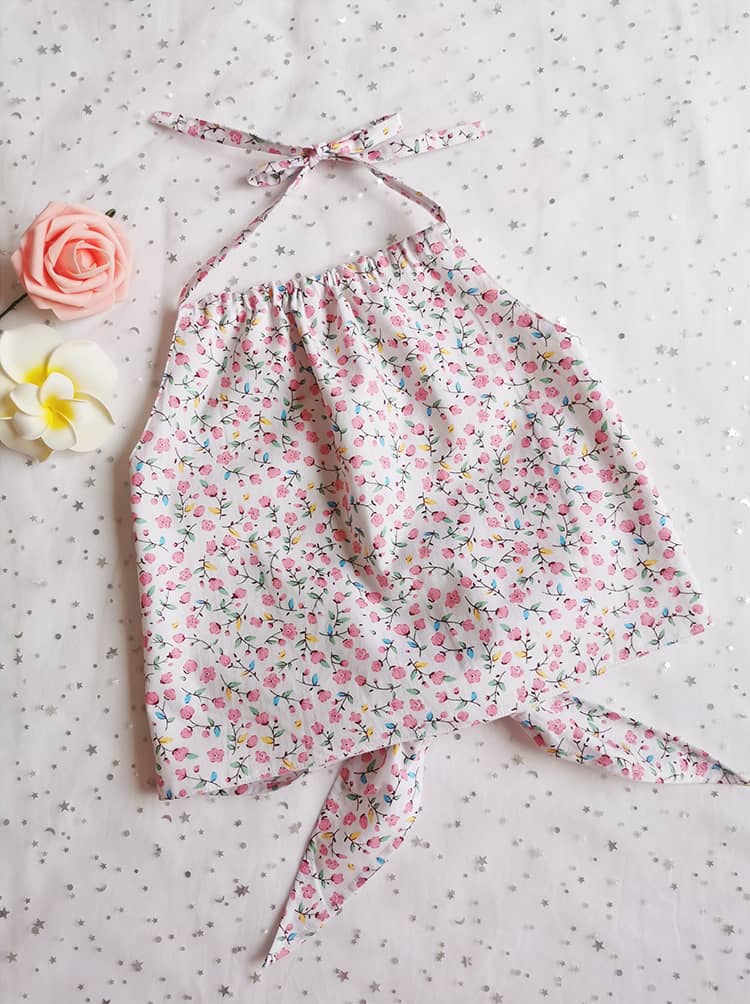 Pink Ancient Chinese Underwear Dudou with Floral Patterns and Wide Belts