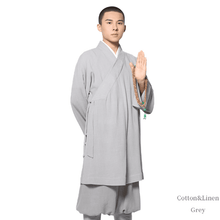Load image into Gallery viewer, Grey Cotton&amp;Linen Arhat Monk Robe
