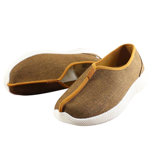 Yellow shaolin monk shoes with modern soft soles