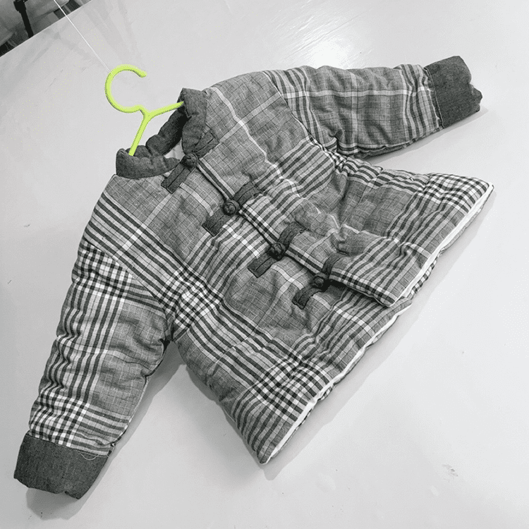 Plaid grey padded tang suit jacket for children