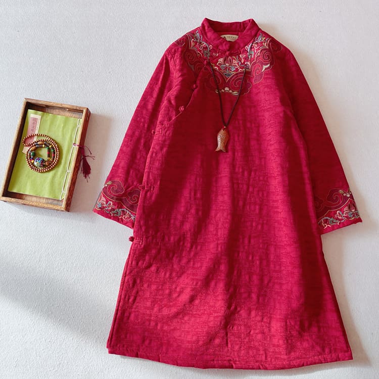 Red traditional padded qipao dress