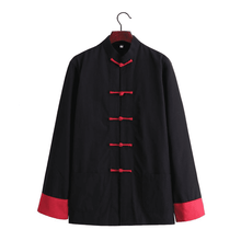 Load image into Gallery viewer, black tang suit jacket with 5 red buttons
