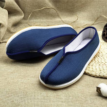 Load image into Gallery viewer, Blue Shaolin Monk Shoes with Cotton&amp;Linen Vamp and Rubber Sole
