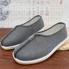 Load image into Gallery viewer, Grey Shaolin Monk Shoes with Cotton&amp;Linen Vamp and Rubber Sole
