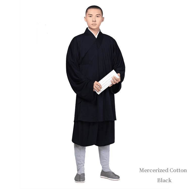 Black Shaolin Monk Arhat Robe Made by Mercerized Cotton