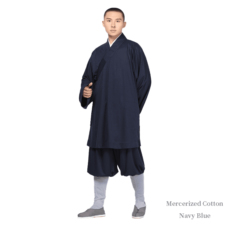 Navy Blue Shaolin Monk Arhat Robe Made by Mercerized Cotton