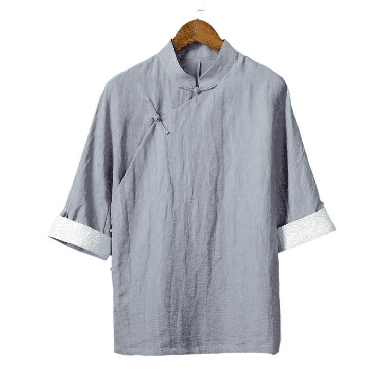 Light Grey Short Sleeve Changshan Shirt