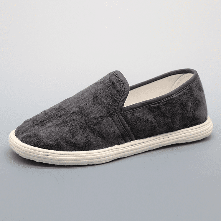 Dark Grey Handmade Jacquard Chinese Cloth Shoes