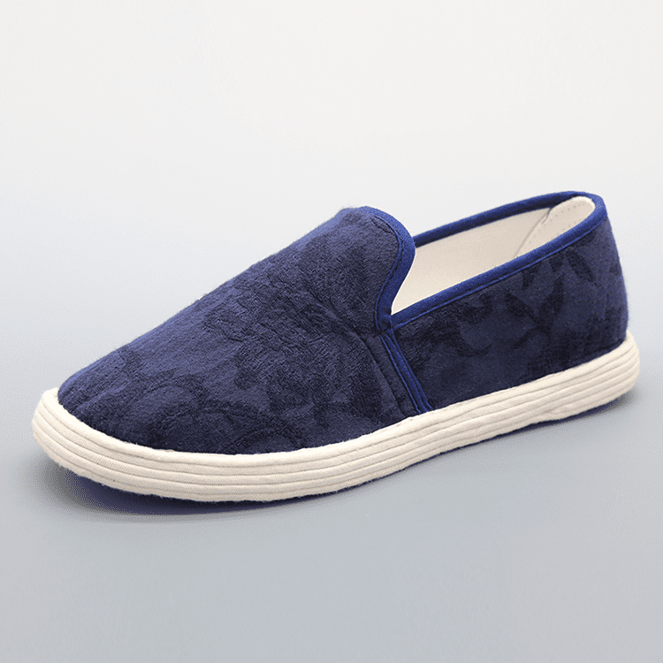 Navy Blue Handmade Jacquard Chinese Cloth Shoes