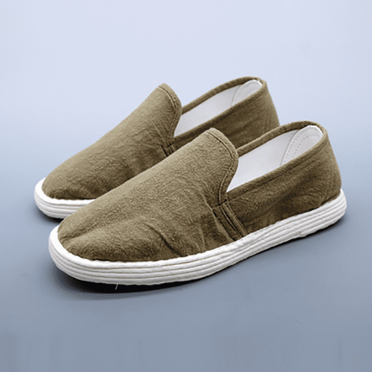 Olive Green Handmade Solid Chinese Cloth Shoes