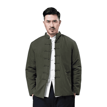 Army Green Padded Chinese Basic Jacket for Winter