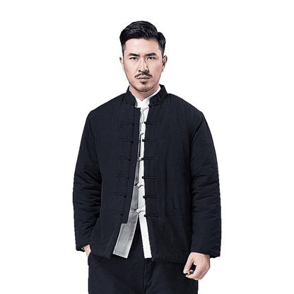 Black Padded Chinese Basic Jacket for Winter