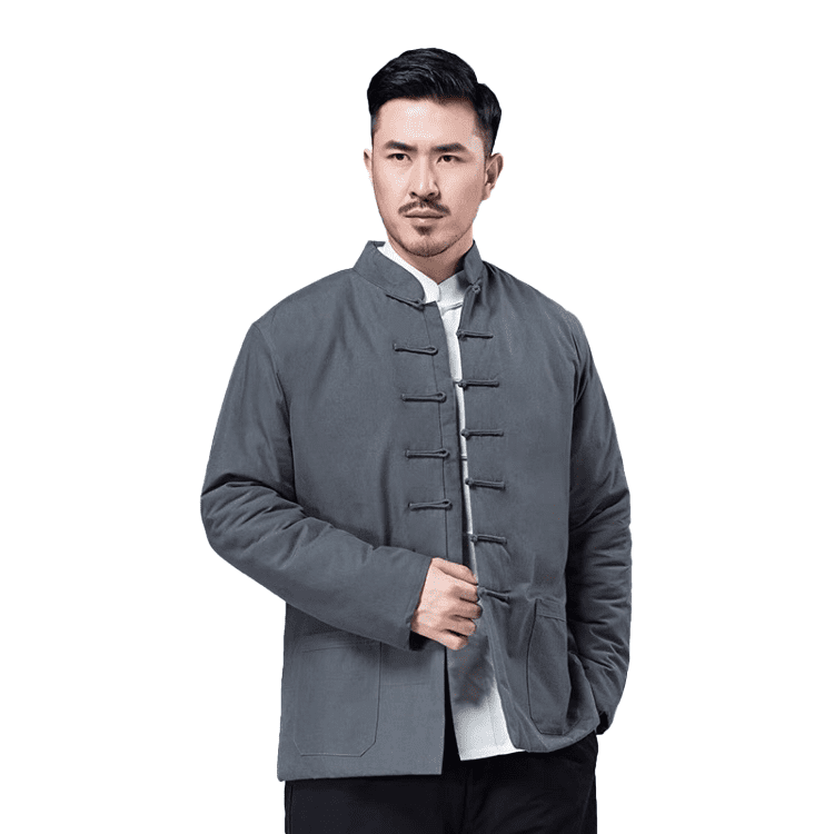 Grey Padded Chinese Basic Jacket for Winter