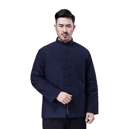 Navy Blue Padded Chinese Basic Jacket for Winter