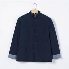 Load image into Gallery viewer, Navy Blue Padded Chinese Jacket with Zipper for Winter
