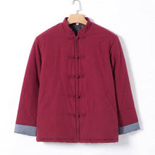 Load image into Gallery viewer, Wine Red Padded Chinese Jacket with Zipper for Winter
