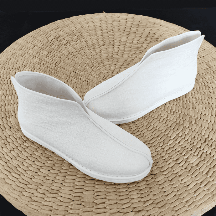 Solid White Chinese Cloth Boots