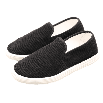 Black Corduroy Cloth Shoes with Wide Cords