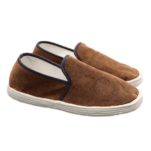 Load image into Gallery viewer, Coffee Corduroy Cloth Shoes with Thin Cords
