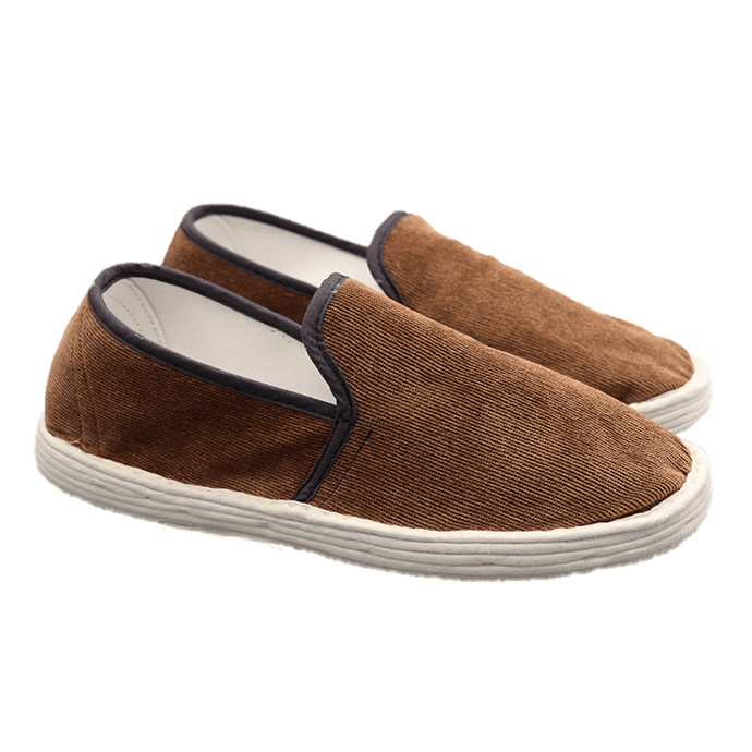 Coffee Corduroy Cloth Shoes with Thin Cords