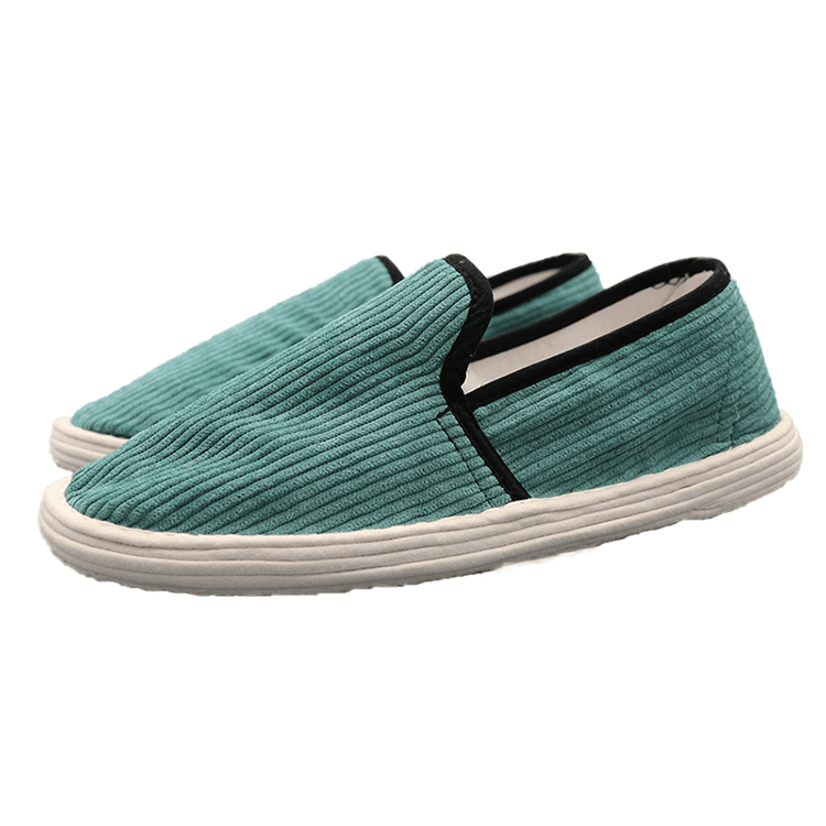 Green Corduroy Cloth Shoes with Wide Cords