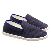 Load image into Gallery viewer, Navy Blue Corduroy Cloth Shoes with Thin Cords

