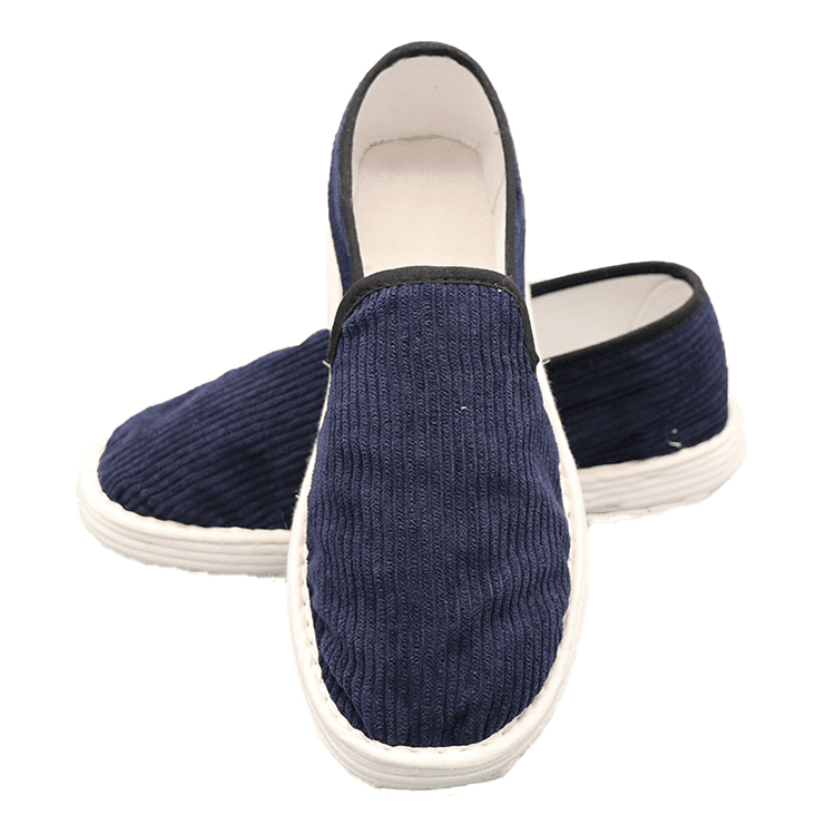 Navy Blue Corduroy Cloth Shoes with Wide Cords