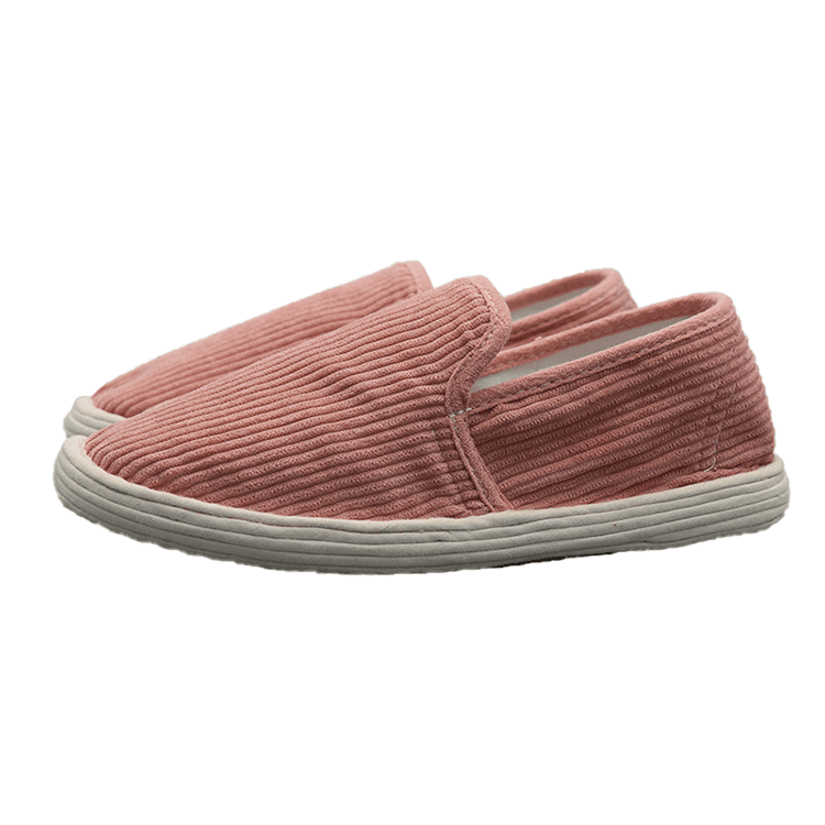 Pink Corduroy Cloth Shoes with Wide Cords