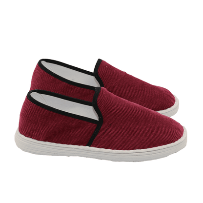 Red Corduroy Cloth Shoes with Thin Cords