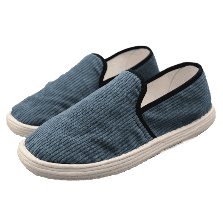 Smoggy Blue Corduroy Cloth Shoes with Wide Cords