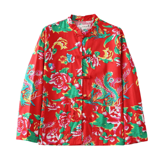 Red Dongbei Flower Tang Jacket