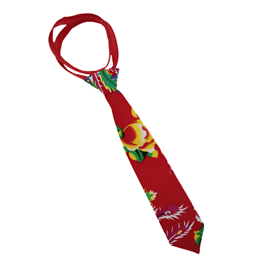 Red Dongbei Flower Zipper Tie