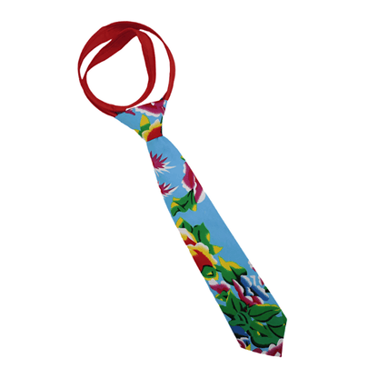 Sky Blue Dongbei Flower Zipper Tie